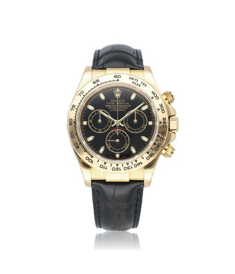 Rolex Daytona  40 yellow gold black dial / black leather P-serial 2002 box + papers