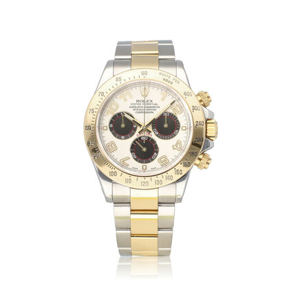 Daytona  40 steel -  yellow gold creme / panda / racing V-serial 2008 | NEW ROLEX SERVICE