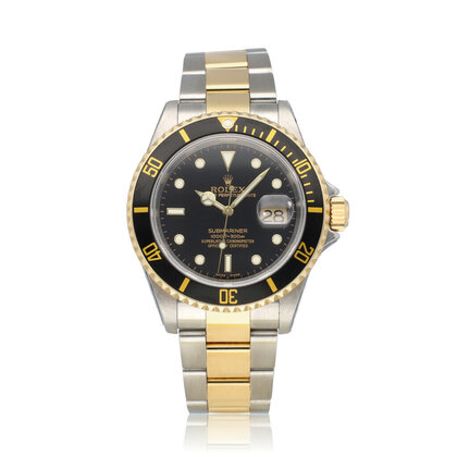 Submariner Date 40 steel - yellow gold black F-serial 2004 + papers | NEW ROLEX SERVICE