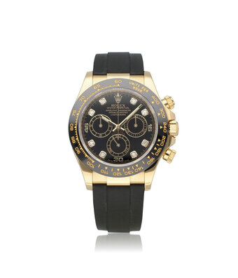 Rolex Daytona  40 NEW ROLEX SERVICE - 2020 B+P | Oysterflex yellow gold rubber black diamond