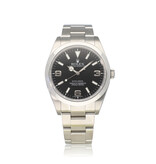 Rolex Explorer  39 steel black domed Oyster 2011 box + papers