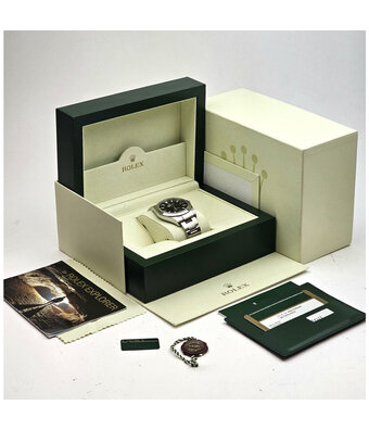 Rolex Explorer  39 steel black domed Oyster 2011 box + papers