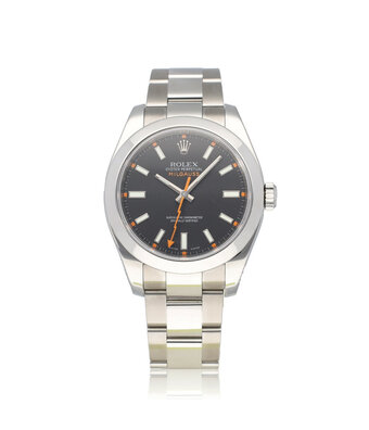 Rolex Milgauss 40 steel black / orange 2015 box + papers