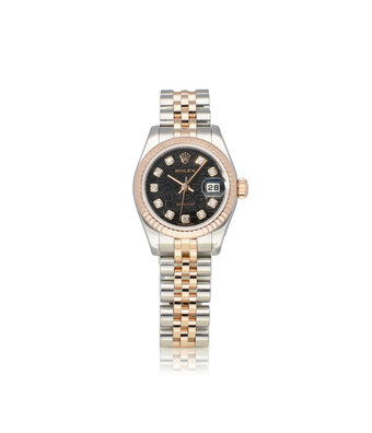 Rolex Lady-Datejust 26 steel - rose gold black Jubilee diamond dial