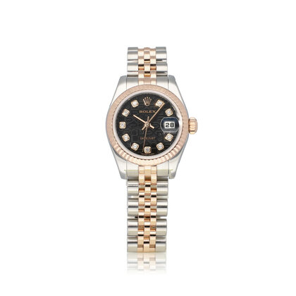 Lady-Datejust 26 steel - rose gold black Jubilee diamond dial