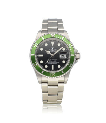 Rolex Submariner Date 40 NEW ROLEX SERVICE - 2004 B+P | steel Flat Four Kermit - Green - F-seria