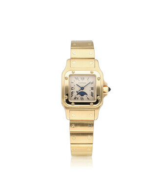 Cartier Santos de Cartier Galbée 34,8 NEW CARTIER SERVICE - 1990 B+P | yellow gold moonphase