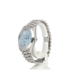 Rolex Day-Date 40 2017 box + papers | platinum ice blue diamond / baguette domed President