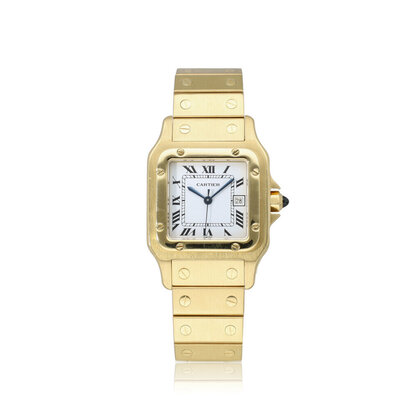 Santos de Cartier Galbée 34,8 automatic yellow gold white + box