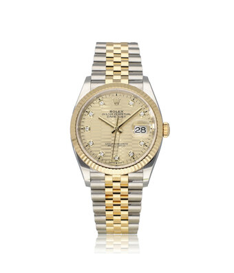Rolex Datejust 36 2023 B+P | steel - gold champagne fluted - motif - blocks diamond Jubilee