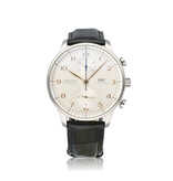 IWC Portugieser Chronograph 41 NEW IWC STRAP - 2023 B+P | steel silver black alligator leather