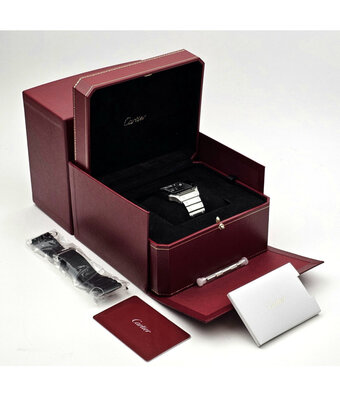 Cartier Santos de Cartier  Large 2021 box + papers | steel black / grey / slate