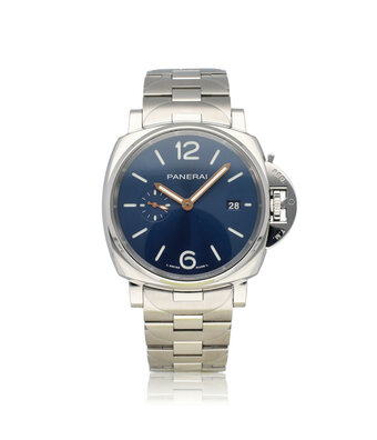 Panerai Luminor Due  42 NEW PANERAI SERVICE - B+P | steel blue - OPEN DATE