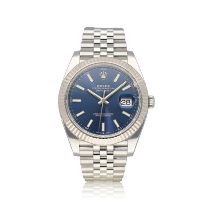Datejust 41 2022 box + papers | steel - white gold blue Jubilee