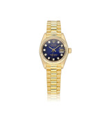 Rolex Lady-Datejust 26 1978 + box | yellow gold blue vignette diamond tight President