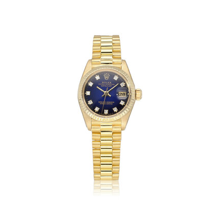 Lady-Datejust 26 1978 + box | yellow gold blue vignette diamond tight President