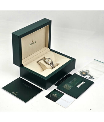 Rolex Lady-Datejust 28 NEW ROLEX SERVICE - 2020 B+P | steel / gold champagne diamonds