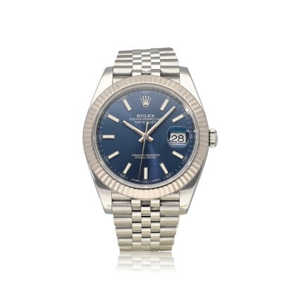 Datejust 41 NEW ROLEX SERVICE | steel - white gold blue Jubilee + box