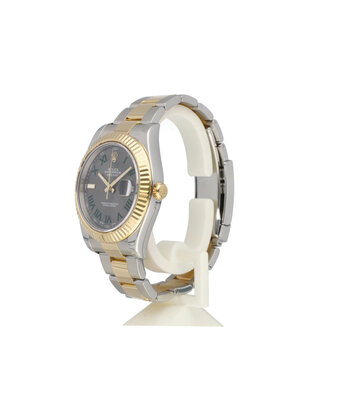 Rolex Datejust II 41 steel - yellow gold fluted black Wimbledon roman Oyster 2016 B+P