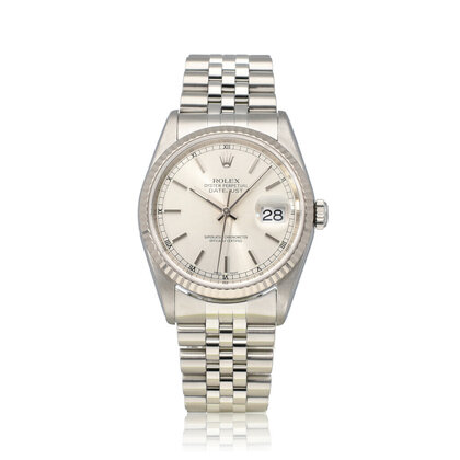 Datejust 36 NEW ROLEX SERVICE -  2003 B+P | steel - white gold silver Jubilee