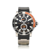 Ulysse Nardin Maxi Marine Diver 44 steel black - orange rubber strap 2012 B+P