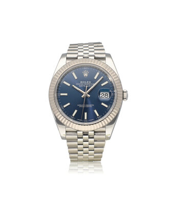 Rolex Datejust 41 NEW ROLEX SERVICE | steel - white gold blue Jubilee + box