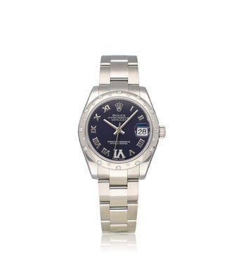 Rolex Datejust 31 NEW ROLEX SERVICE - 2016 B+P | purple diamond Oyster roman IV