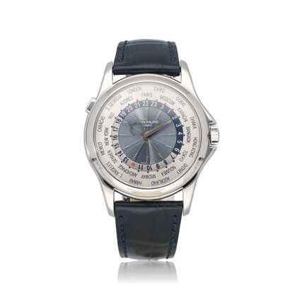 Complications World Time 40 - 2010 box + papers | platinum silver - blue alligator leather