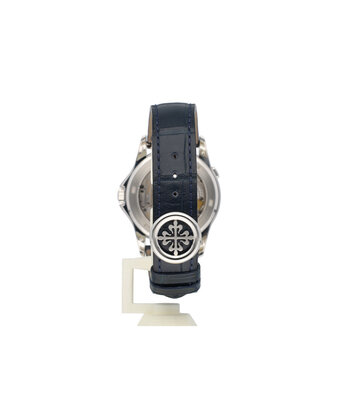Patek Philippe Complications World Time 40 - 2010 box + papers | platinum silver - blue alligator leather