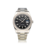 Rolex Datejust 41 NEW ROLEX SERVICE - 2017 B+P | steel - white gold black fluted Oyster