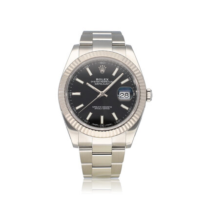 Datejust 41 NEW ROLEX SERVICE - 2017 B+P | steel - white gold black fluted Oyster