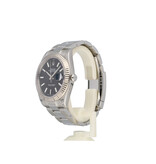 Rolex Datejust 41 NEW ROLEX SERVICE - 2017 B+P | steel - white gold black fluted Oyster