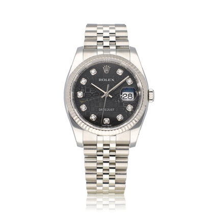 Datejust 36 steel - white gold diamond black computer Jubilee + papers