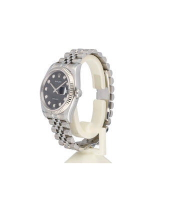 Rolex Datejust 36 steel - white gold diamond black computer Jubilee + papers