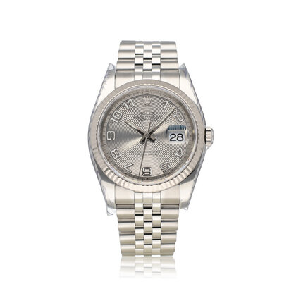 Datejust 36 NEW ROLEX SERVICE - 2008 B+P | steel silver concentric index Jubilee