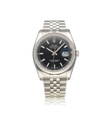 Rolex Datejust 36 NEW ROLEX SERVICE - 2018 B+P | steel - white gold black date Jubilee