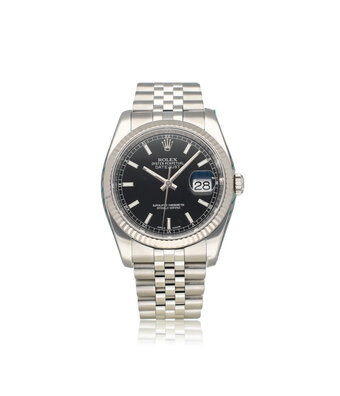 Rolex Datejust 36 NEW ROLEX SERVICE - 2018 B+P | steel - white gold black date Jubilee