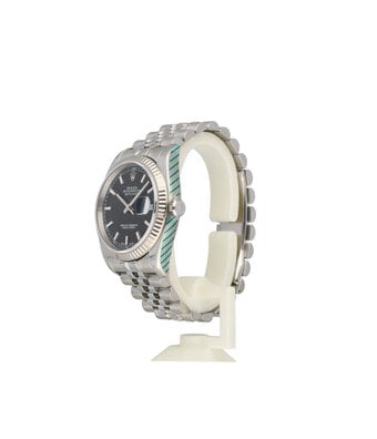Rolex Datejust 36 NEW ROLEX SERVICE - 2018 B+P | steel - white gold black date Jubilee