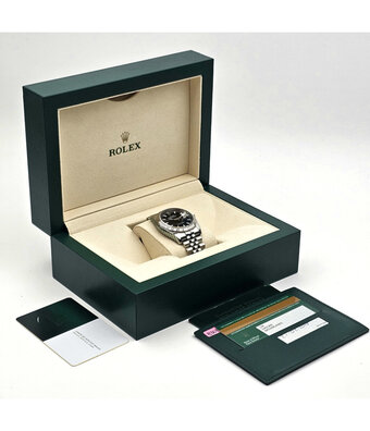 Rolex Datejust 36 NEW ROLEX SERVICE - 2018 B+P | steel - white gold black date Jubilee