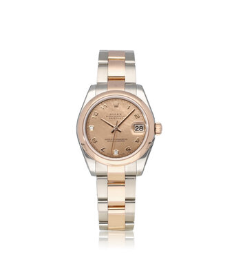 Rolex Datejust 31 NEW ROLEX SERVICE - 2019 B+P | steel - rose gold rare pink crystal diamond dia