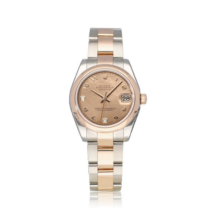 Datejust 31 NEW ROLEX SERVICE - 2019 B+P | steel - rose gold rare pink crystal diamond dia