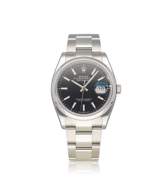 Rolex Datejust 36 NEW ROLEX SERVICE - 2024 B+P | steel black domed Oyster