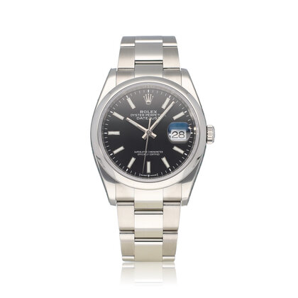 Datejust 36 NEW ROLEX SERVICE - 2024 B+P | steel black domed Oyster