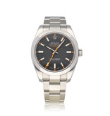 Rolex Milgauss 40 NEW ROLEX SERVICE - 2012 B+P | steel black domed orange Oyster