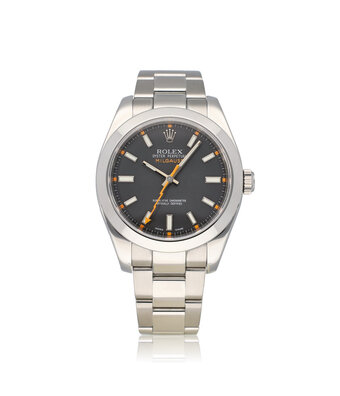 Rolex Milgauss 40 NEW ROLEX SERVICE - 2012 B+P | steel black domed orange Oyster