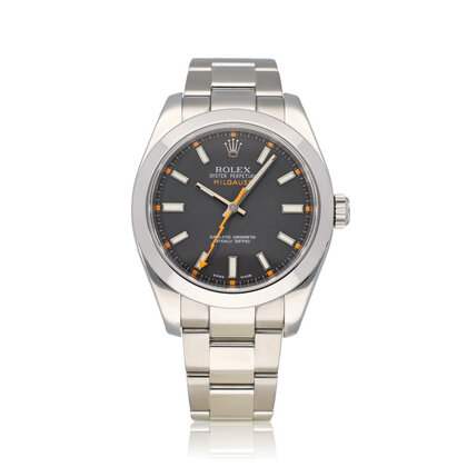 Milgauss 40 NEW ROLEX SERVICE - 2012 B+P | steel black domed orange Oyster