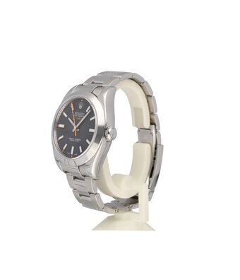 Rolex Milgauss 40 NEW ROLEX SERVICE - 2012 B+P | steel black domed orange Oyster