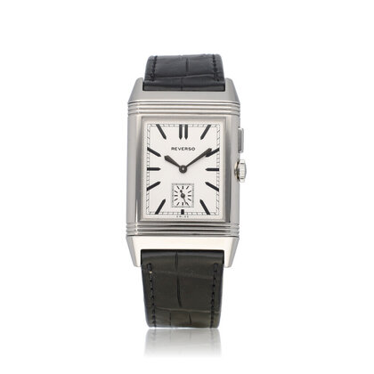 Reverso Grande Ultra Thin Duoface  NEW JLC STRAP - 2013 B+P | steel white - black | ref. 2