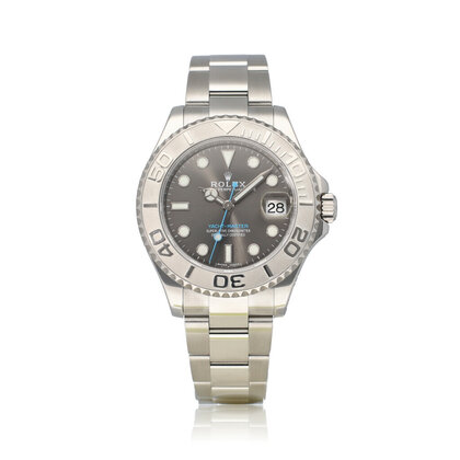 Yacht-master 37 steel - platinum slate / grey midsize 2017 B+P | NEW ROLEX SERVICE