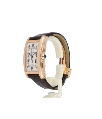 Cartier Tank Américaine SM yellow gold silver roman alligator leather 2009 B+P